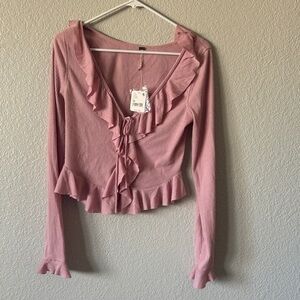 Free People Pink Ruffled Blouse